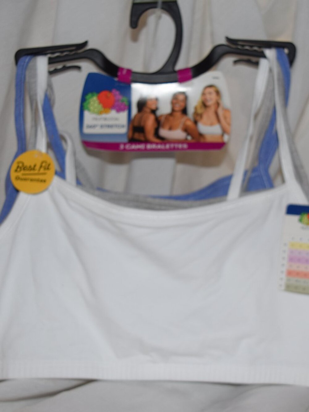 NEW Fruit of the Loom 3 pack Cami Bralettes, Sz 36(0249)